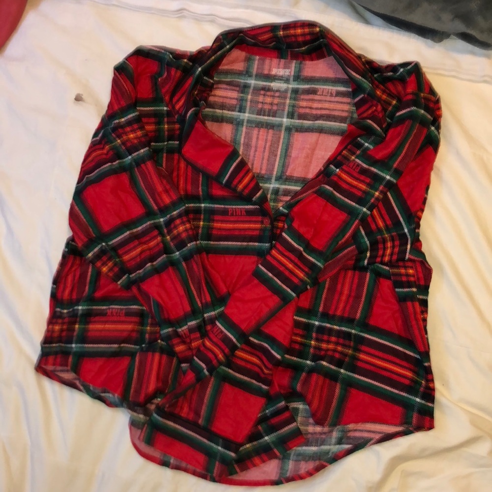 Pink plaid sleep shirt